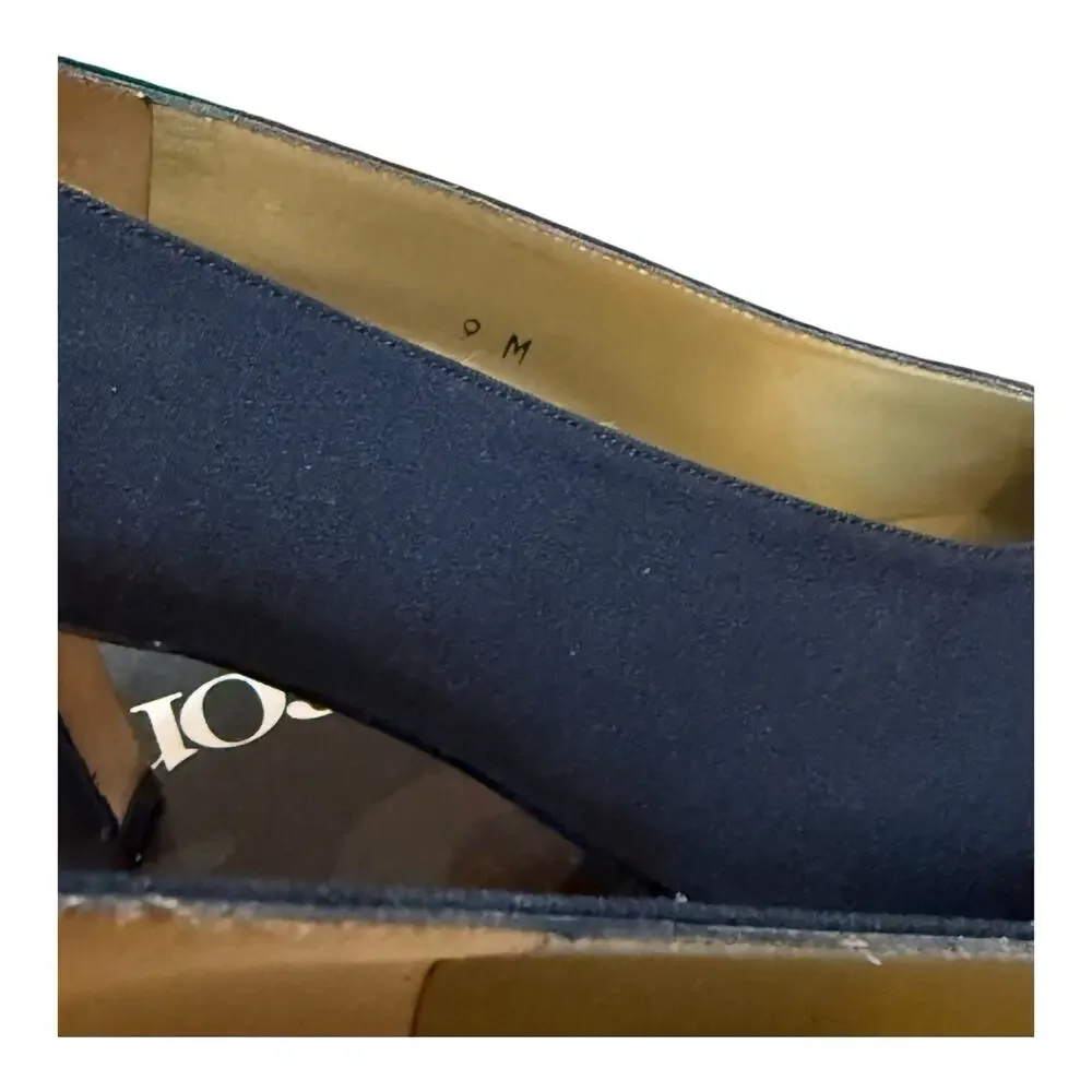 Evan Picone‎ Black Silk Pumps Classic with Rhinestone Detail Sz 9B EUC